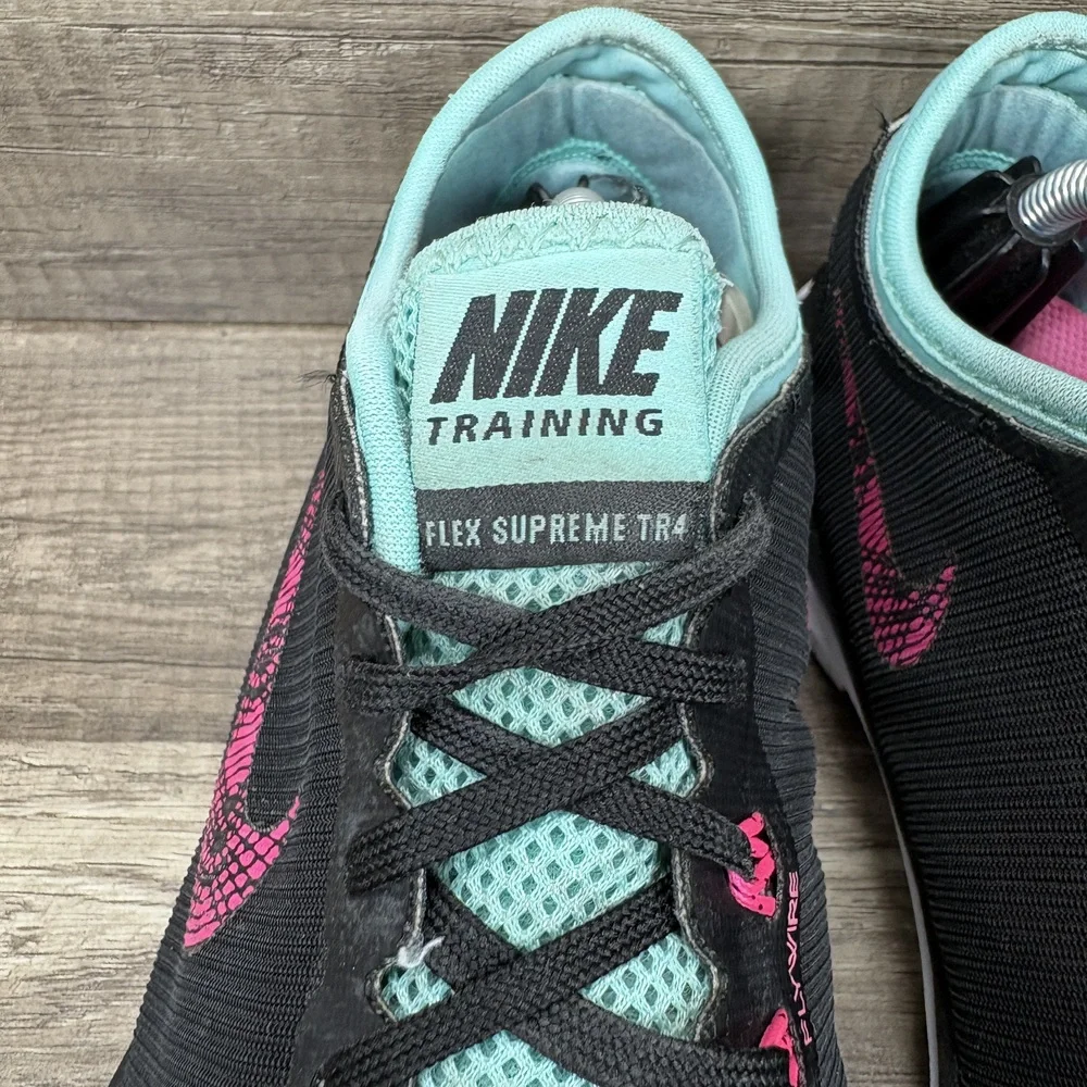 Nike Flex Supreme TR4 Black Pink Womens US Size 8 831571-008 Running Shoes